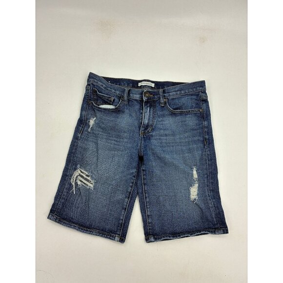 Banana Republic Denim Shorts Womens Size 28 Blue Bermuda Distressed Casual - Picture 1 of 6
